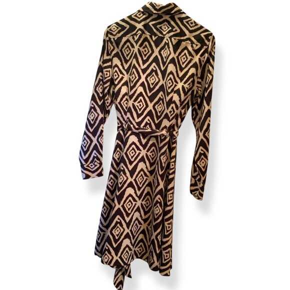 Lauren Ralph Lauren Ikat Diamond Print Collared Button-Up Sz 10P Dress W/ B - Picture 6 of 9
